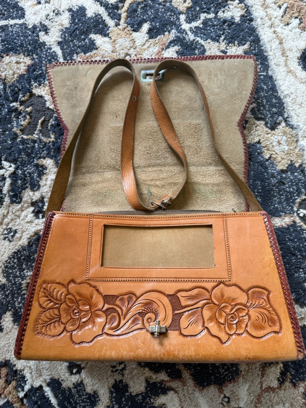 Vintage Tooled Leather Saddle Bag Western Luxe Cabo Cowgirl 70s - Picture 8 of 11